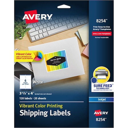Avery Label, Inkjt, Clr, 4X3-1/3, 120 120PK AVE8254